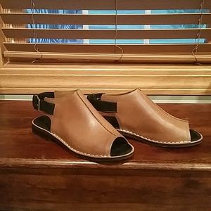 Clarks all leather peep toe sandals